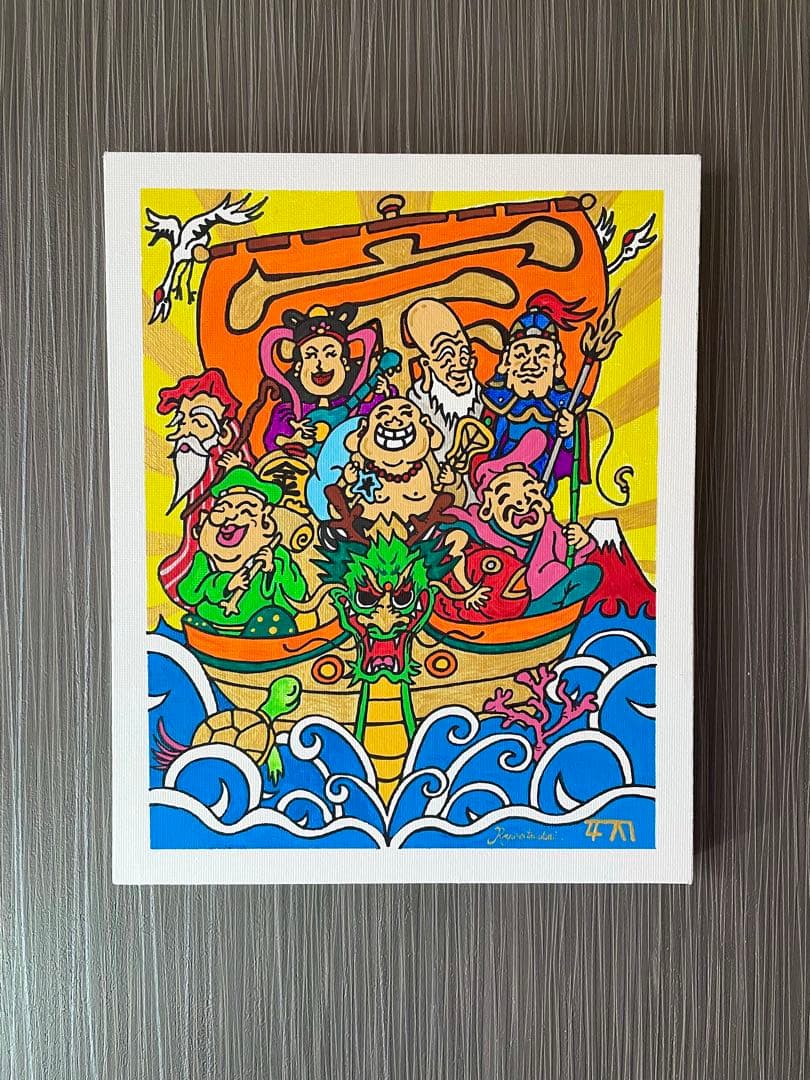 うさ☆ 開運絵画 七福神 アクリル画 絵画 龍ノツカイ 金運