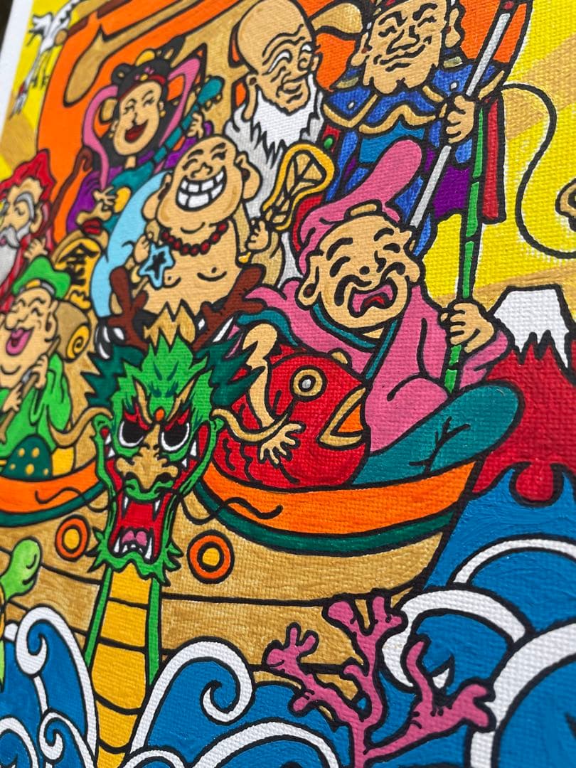 うさ☆ 開運絵画 七福神 アクリル画 絵画 龍ノツカイ 金運