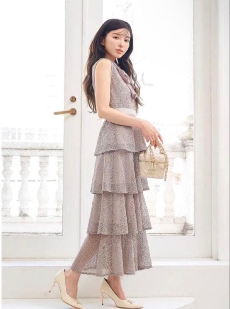 ダーリッチ　darich レーシーティアードロングドレス