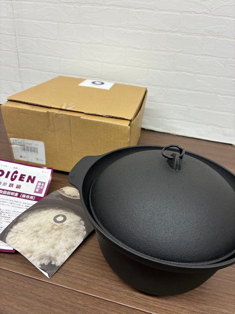 【未使用】南部盛栄堂 南部鉄鍋ご飯釜3合炊き F-414 IH対応