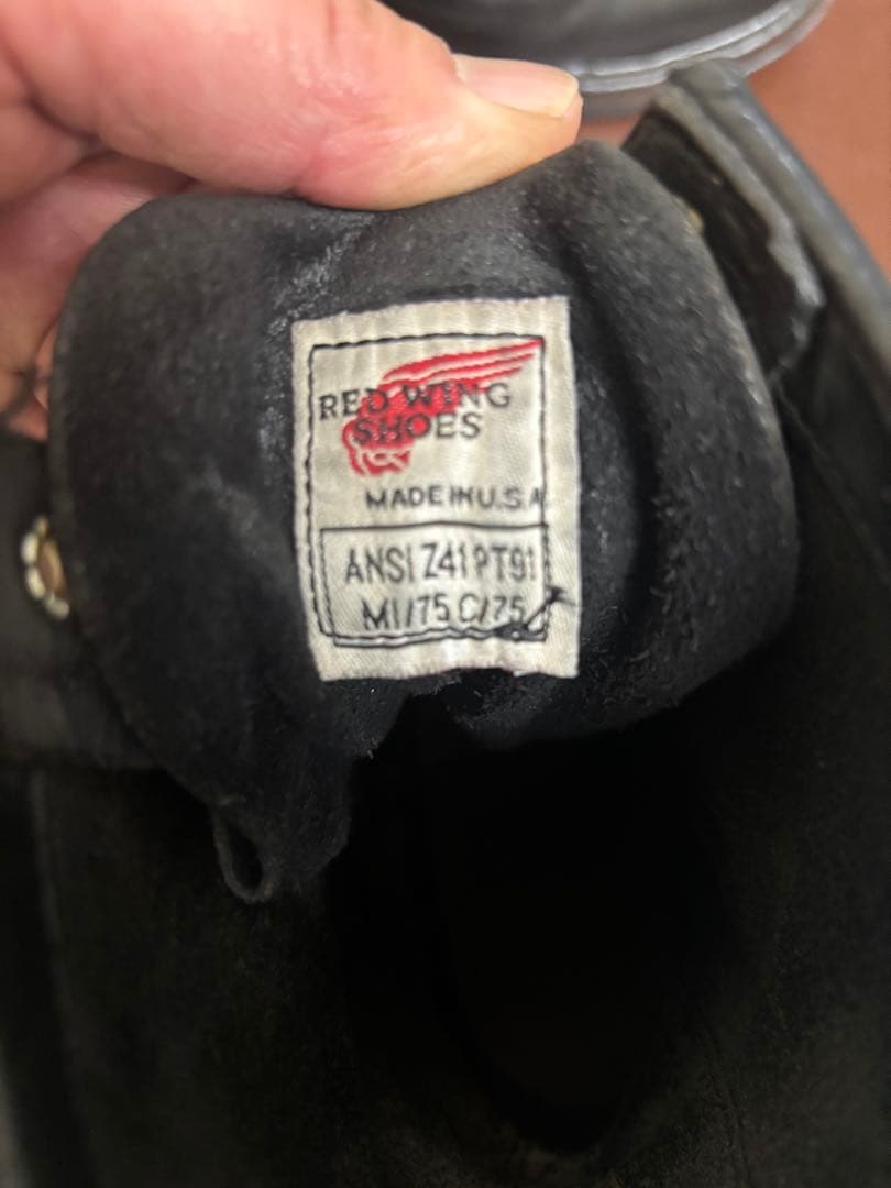 モ*ん様 黒レザー レースアップ ワークブーツ