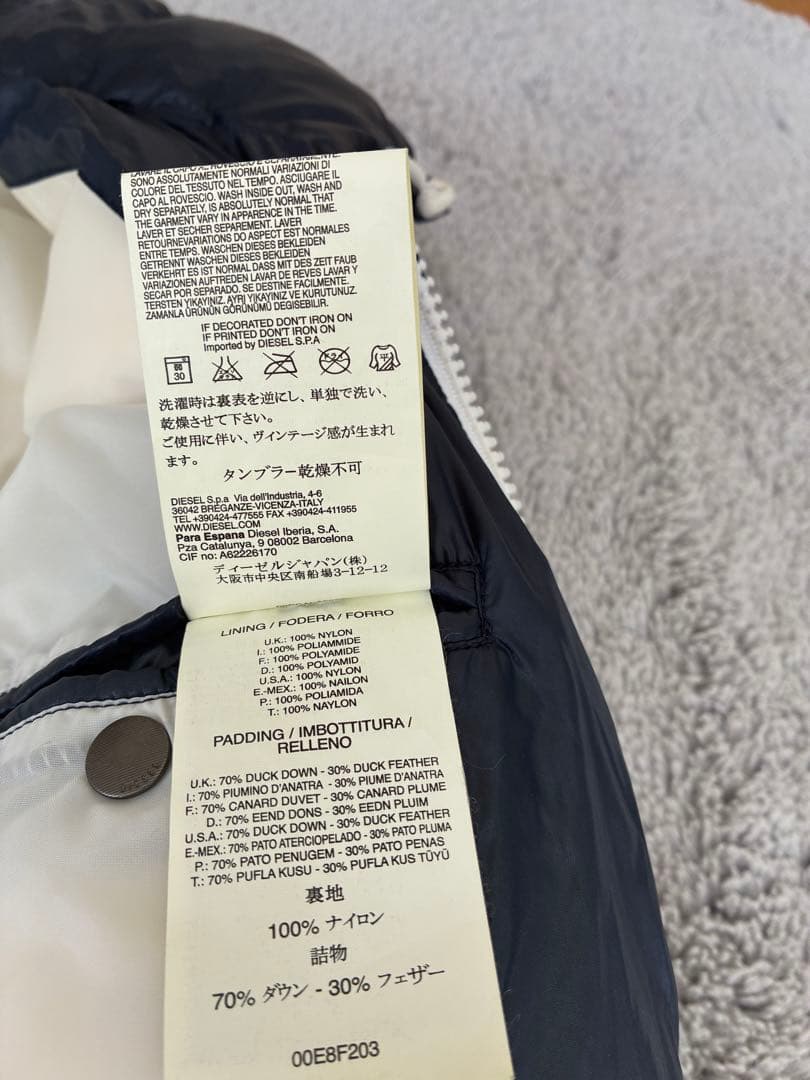 diesel ダウンジャケット　ネイビー　S