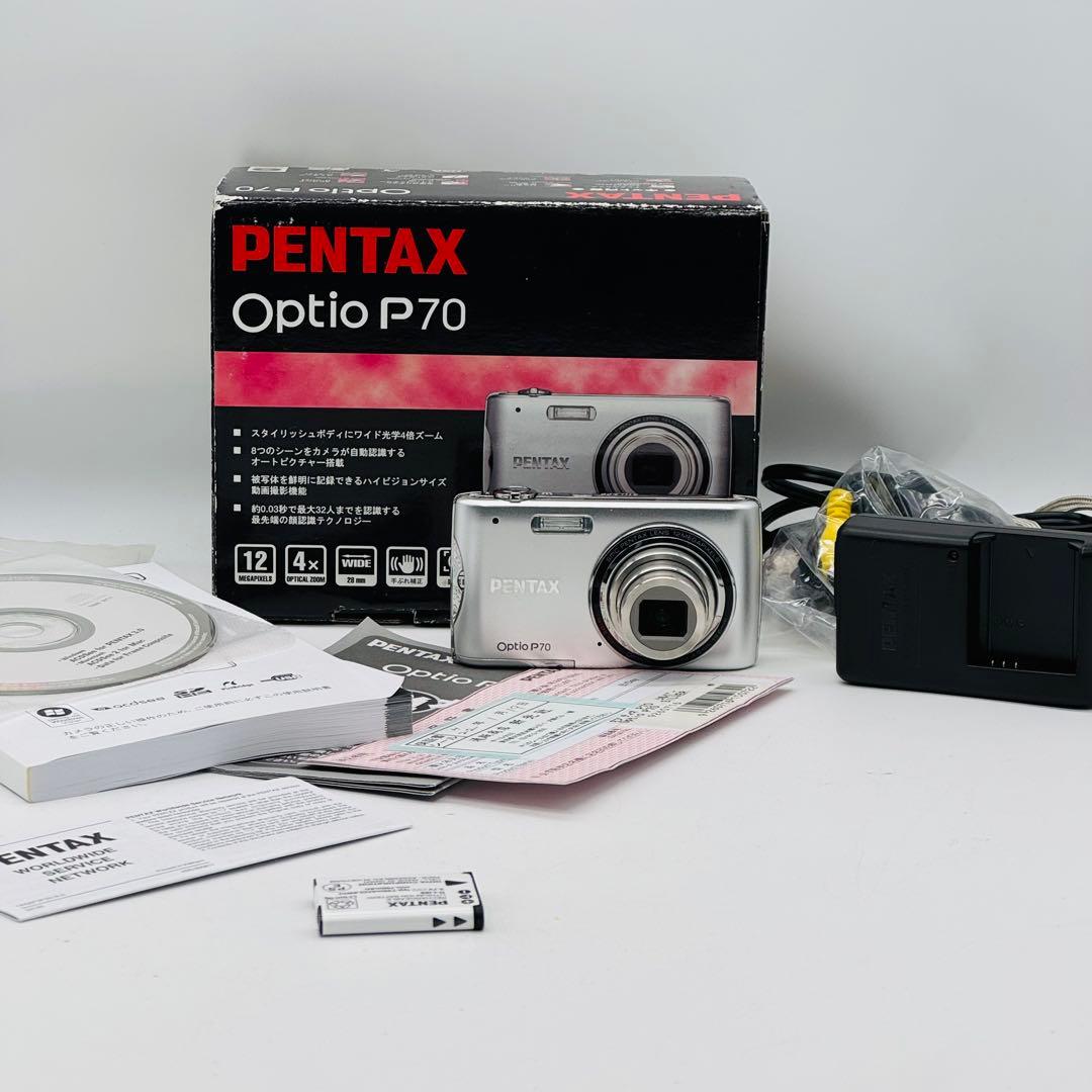 【極美品・箱付き】PENTAX Optio P70 シルバー 付属品充実