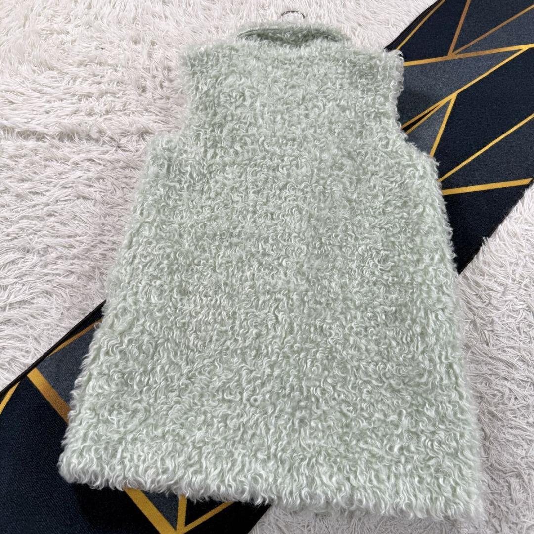 総丈89㎝ ファビアナフィリッピ フェィクファー ベスト モヘア混 ミントグレー