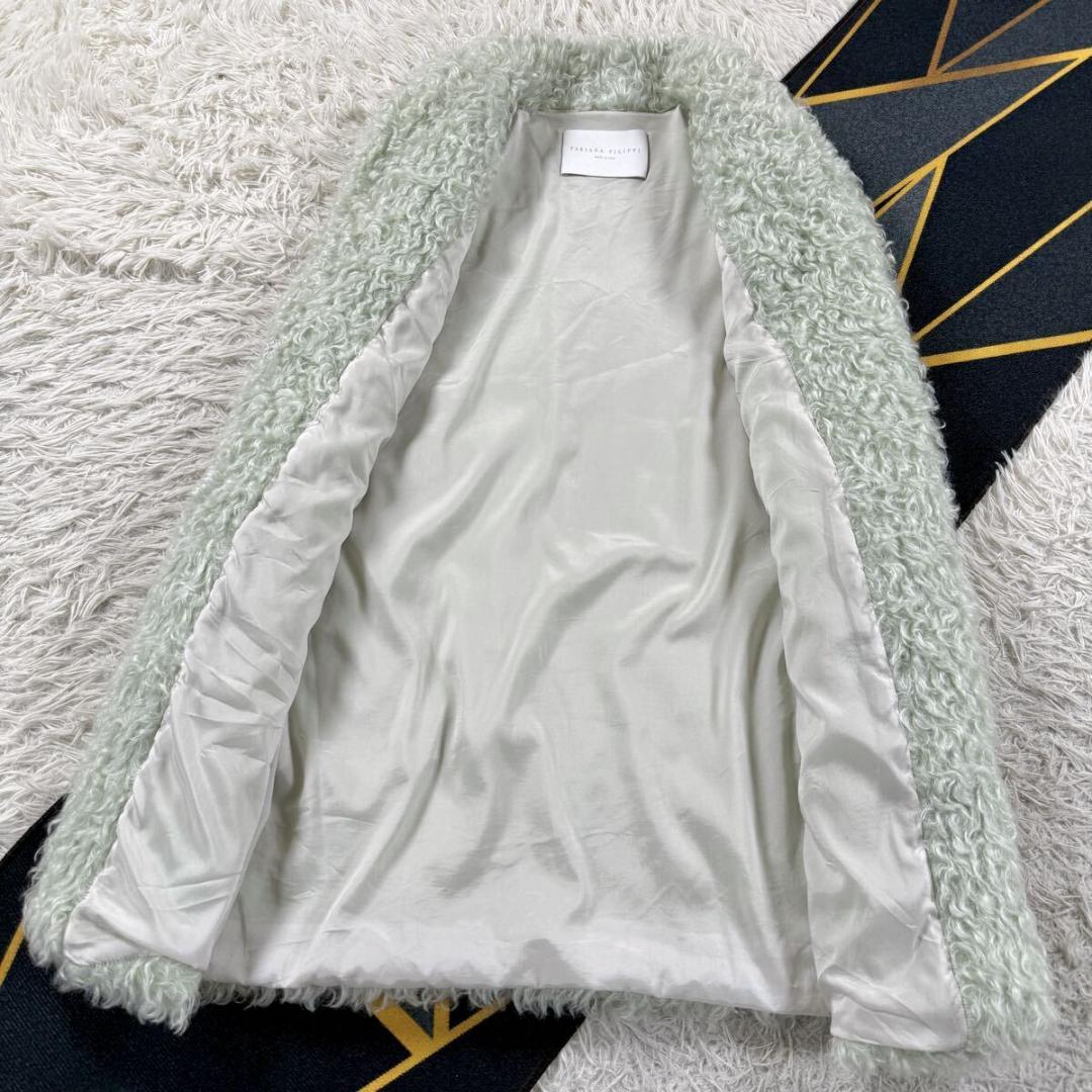 総丈89㎝ ファビアナフィリッピ フェィクファー ベスト モヘア混 ミントグレー