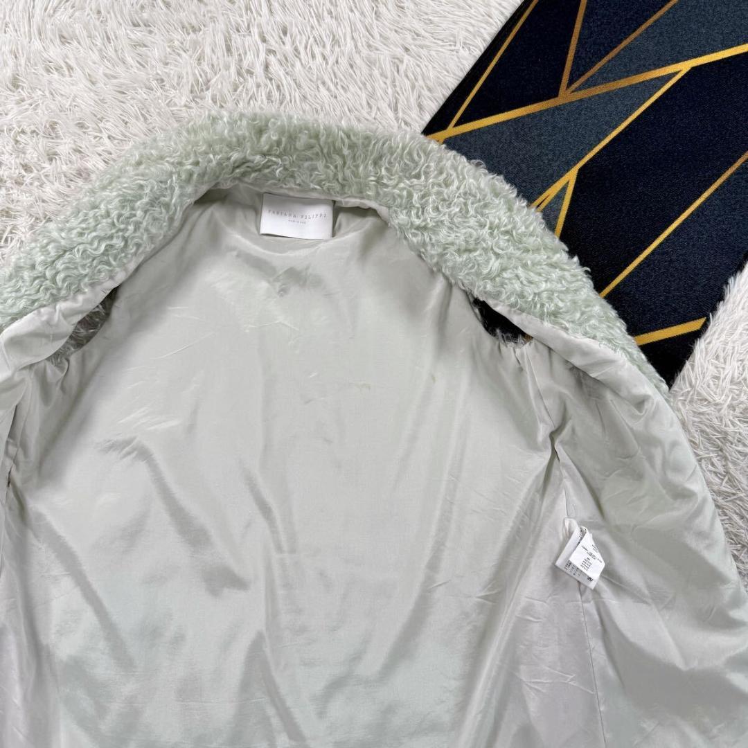 総丈89㎝ ファビアナフィリッピ フェィクファー ベスト モヘア混 ミントグレー