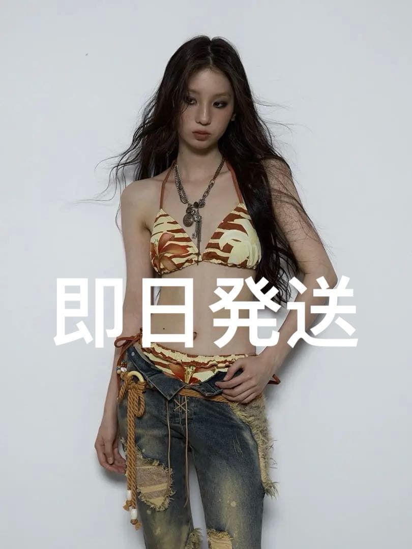 NO ROMANCEパンク ギャル×ピュア 百合風サマービキニセットy2k00s