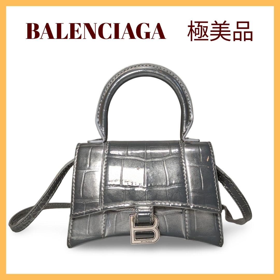 BALENCIAGA アワーグラス　ミニ　クロコ　ミニショルダーバッグ