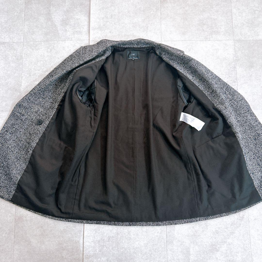 極美品✨ 23区 ヘリンボーンループツイード ジャケット コート 黒　2024年