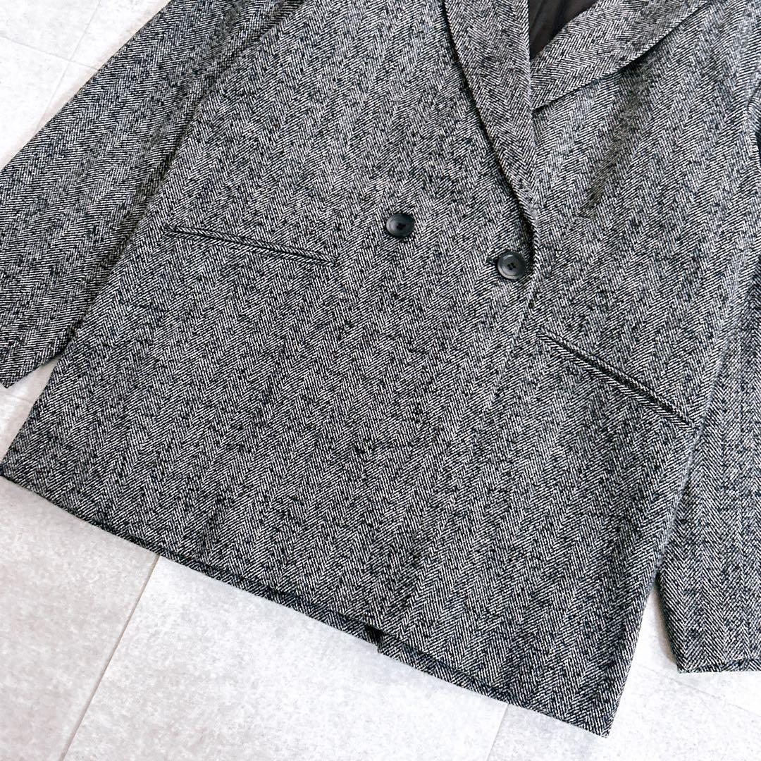 極美品✨ 23区 ヘリンボーンループツイード ジャケット コート 黒　2024年