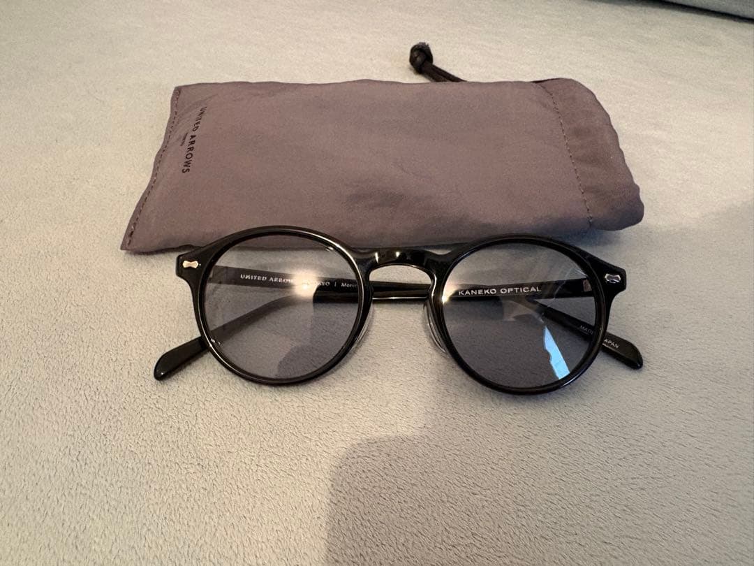 未使用　KANEKO OPTICAL 黒 ラウンドメガネ ケース付き　金子眼鏡