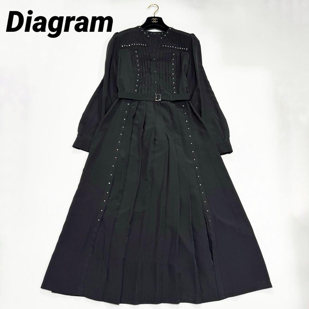 【美品✨】ダイアグラム　スタッズラインワンピース　ブラック　38 2023年