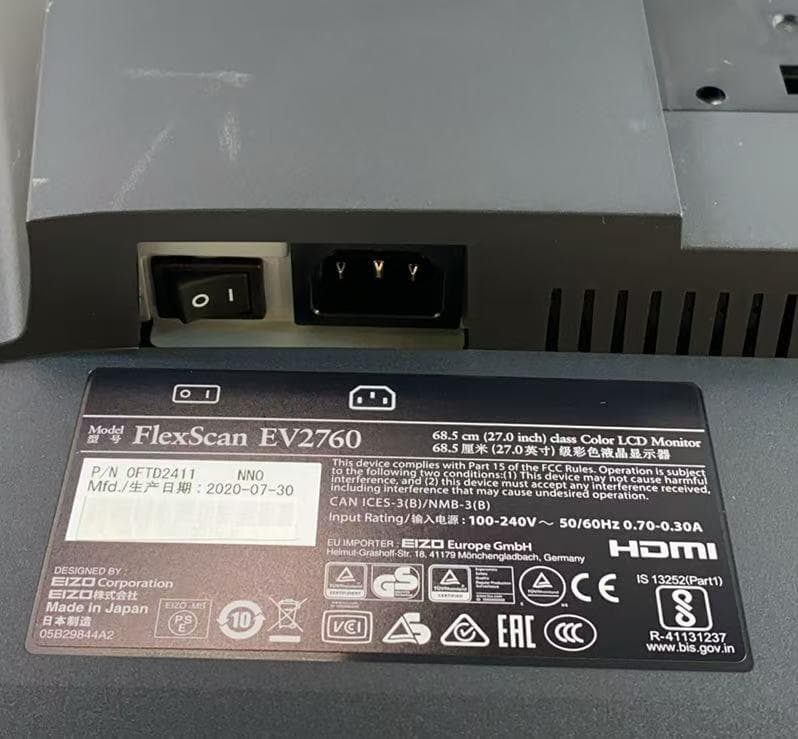 EIZO Flex Scan EV2760 27型 2K モニター