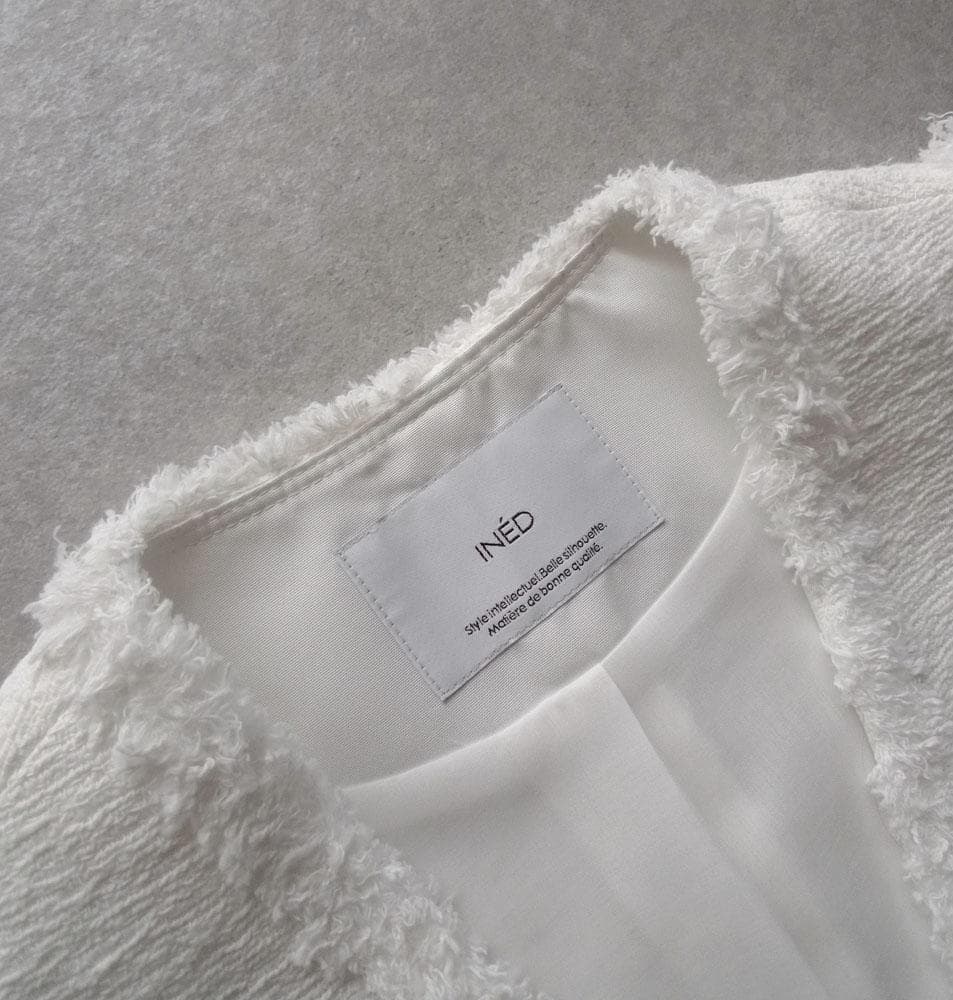 ■専用■美品 INED 4,6万円 インポート素材 ツイードのベスト ジレ 白