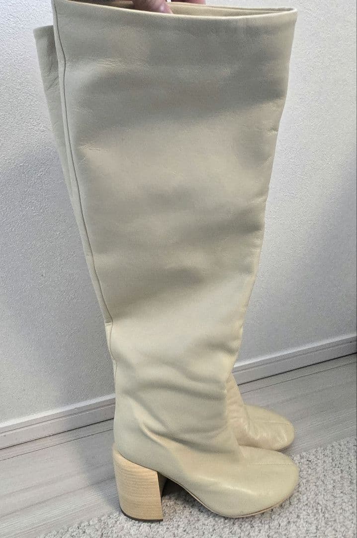 JIL SANDER クリーム色レザー ロングブーツ