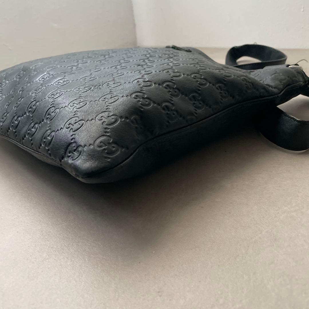 グッチ GUCCI レザー ショルダーバッグ GG サコッシュ ブラック
