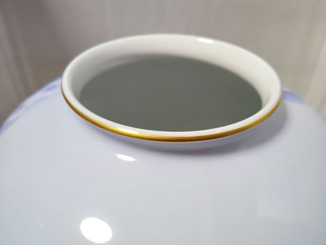 深川製磁　極美品　紫陽花小鳥文　花瓶