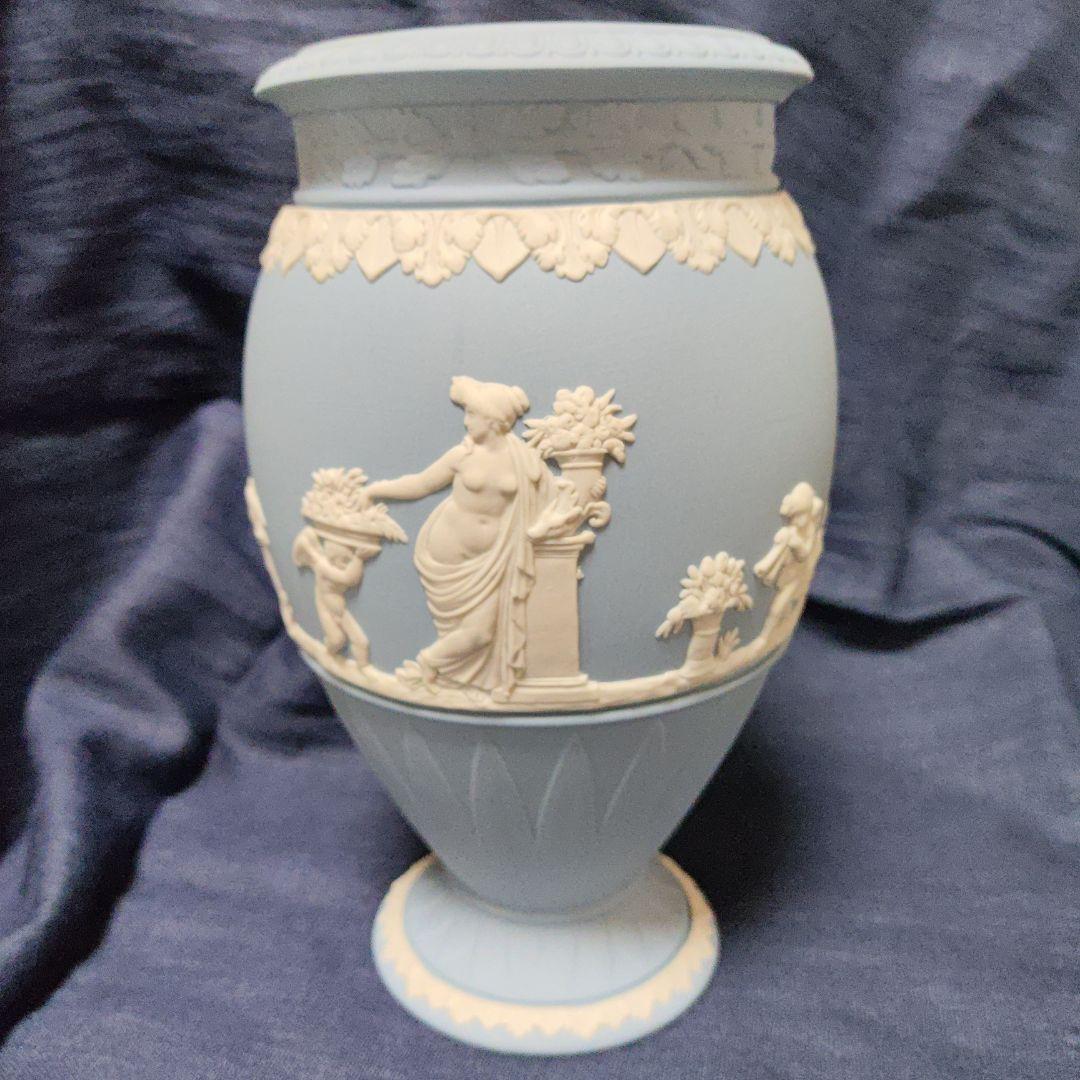 【未使用】ウェッジウッド　ジャスパーウェア　ペールブルー　ボーンティフルベース