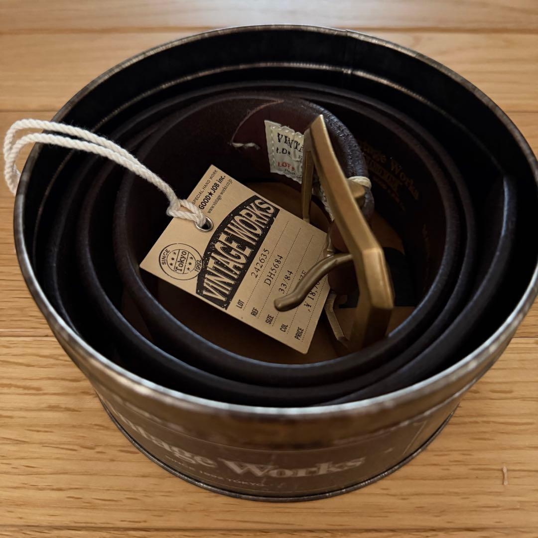 VINTAGE WORKS レザー ベルト ダークブラウン レア