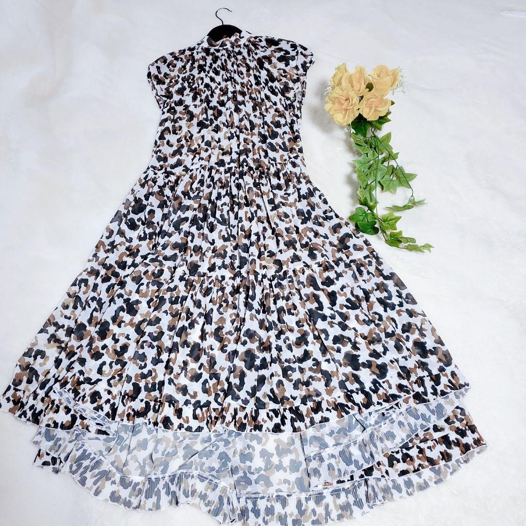 コルコバード ボウタイ シースルー ティアード ロングワンピース 総柄