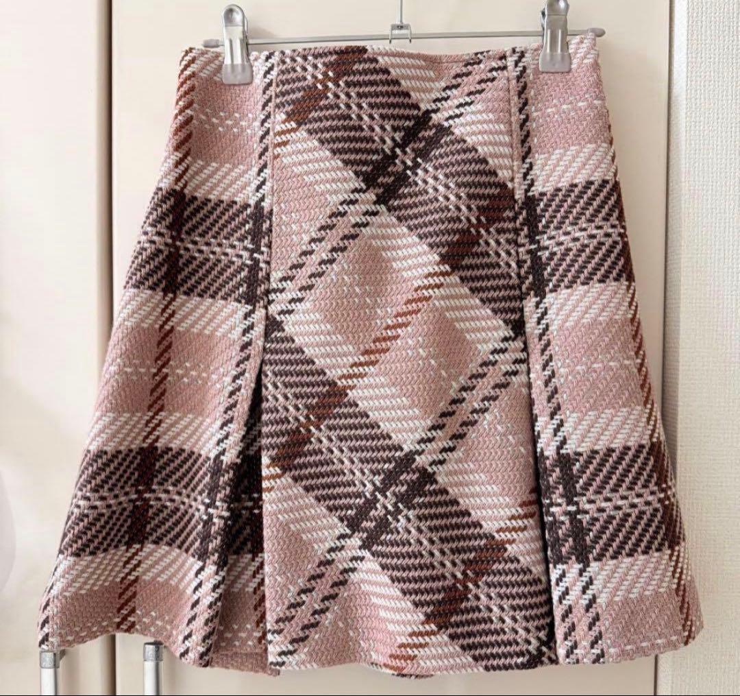 snidel スナイデル ロービングチェックミニスカート ピンク