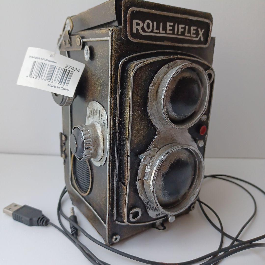 ブリキ　Rolleiflex　スピーカー　アンティーク　レトロ　二眼レフ　USB