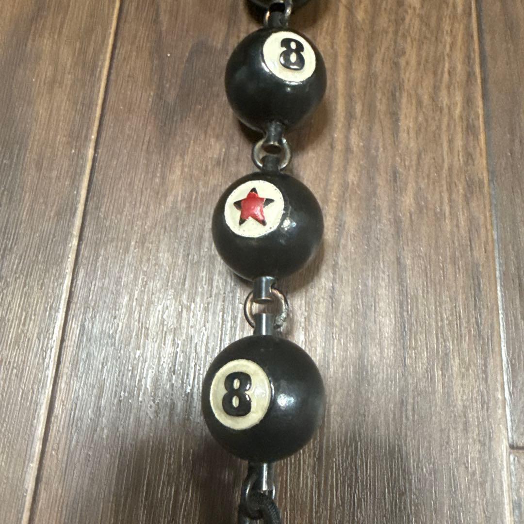 美品 紐リペア済み スワイプオンザクワイエット ビリヤード型ウォレットチェーン