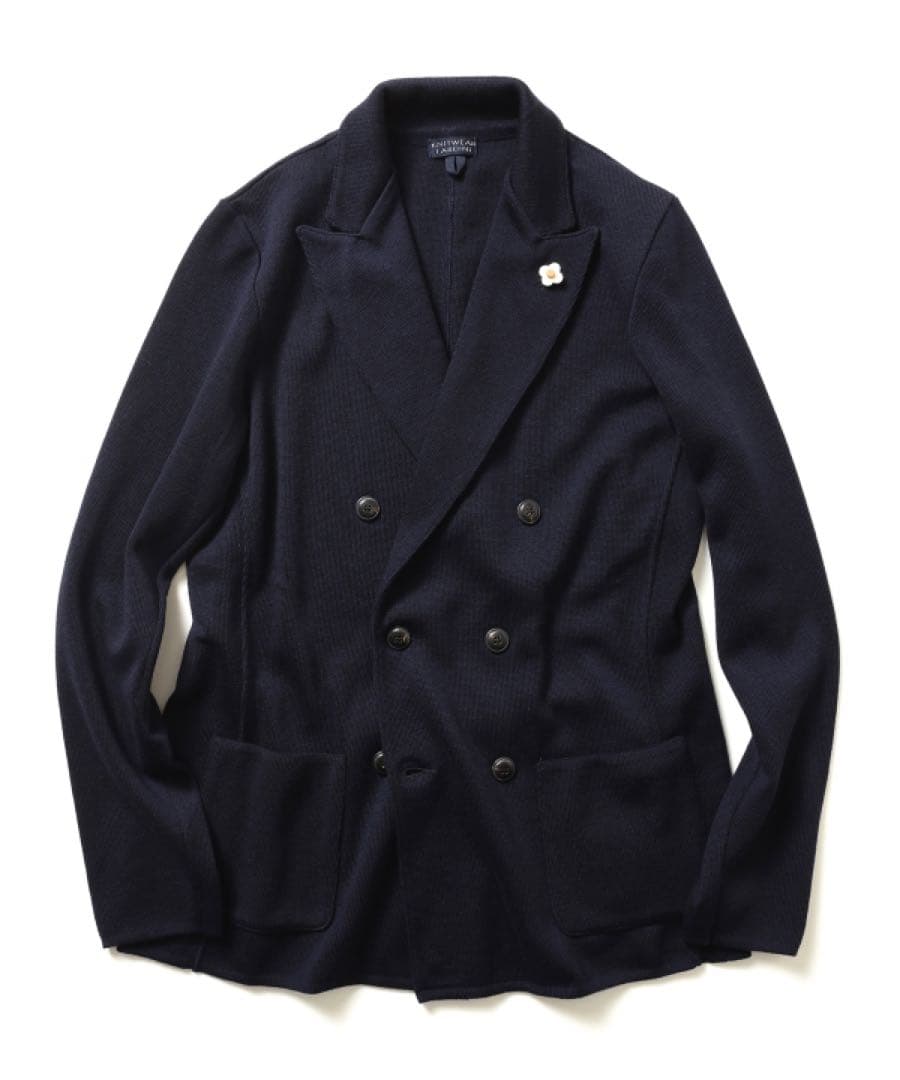 LARDINI ウールミラノリブダブルブレスト ニットジャケット