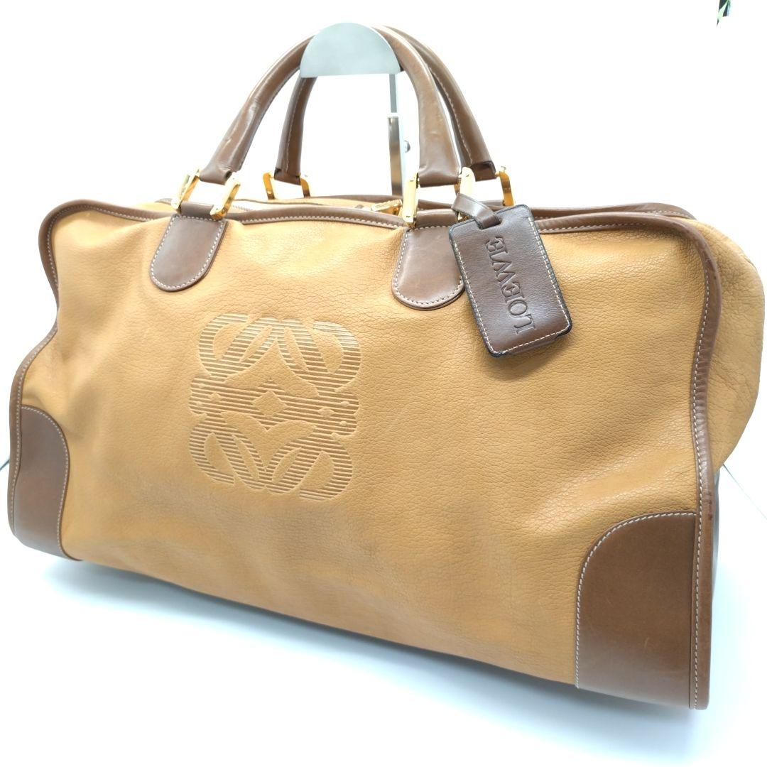 【美品】LOEWE ロエベ アマソナ50 アナグラム レザー ボストンバッグ