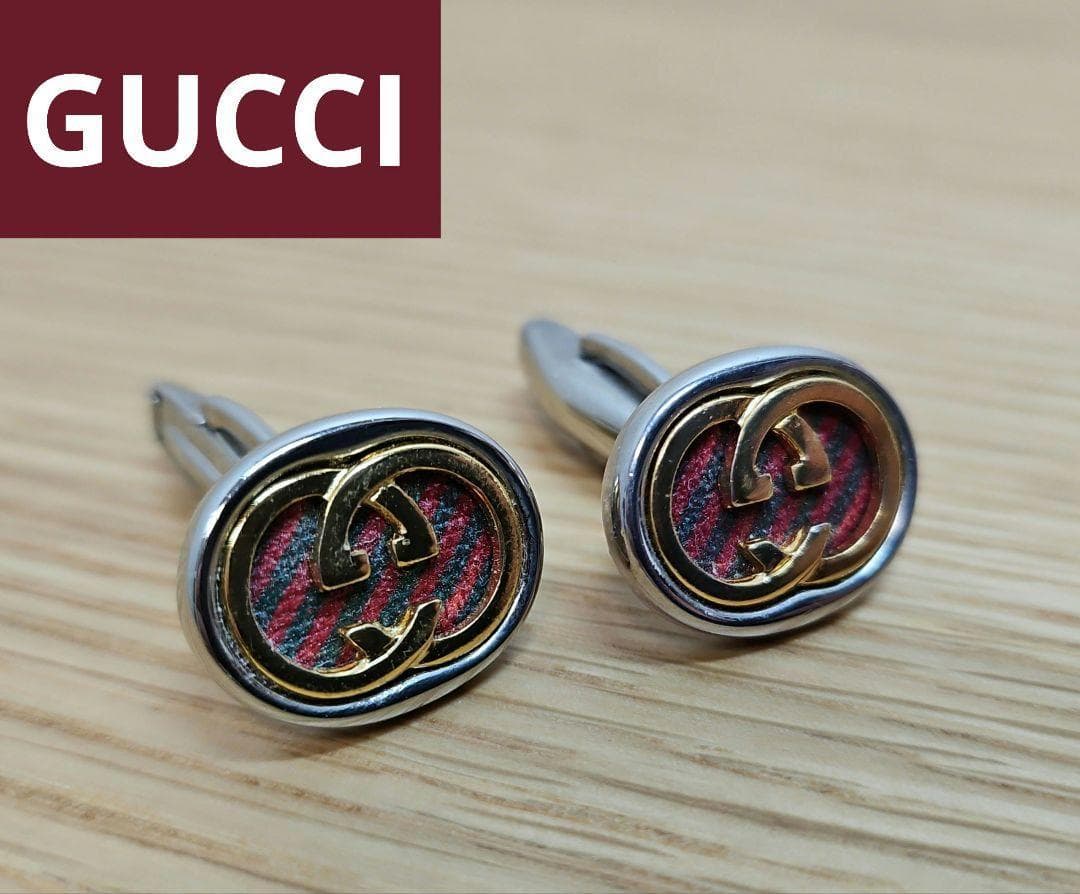 【希少】GUCCI グッチ ヴィンテージ インターロッキング GGロゴ カフス