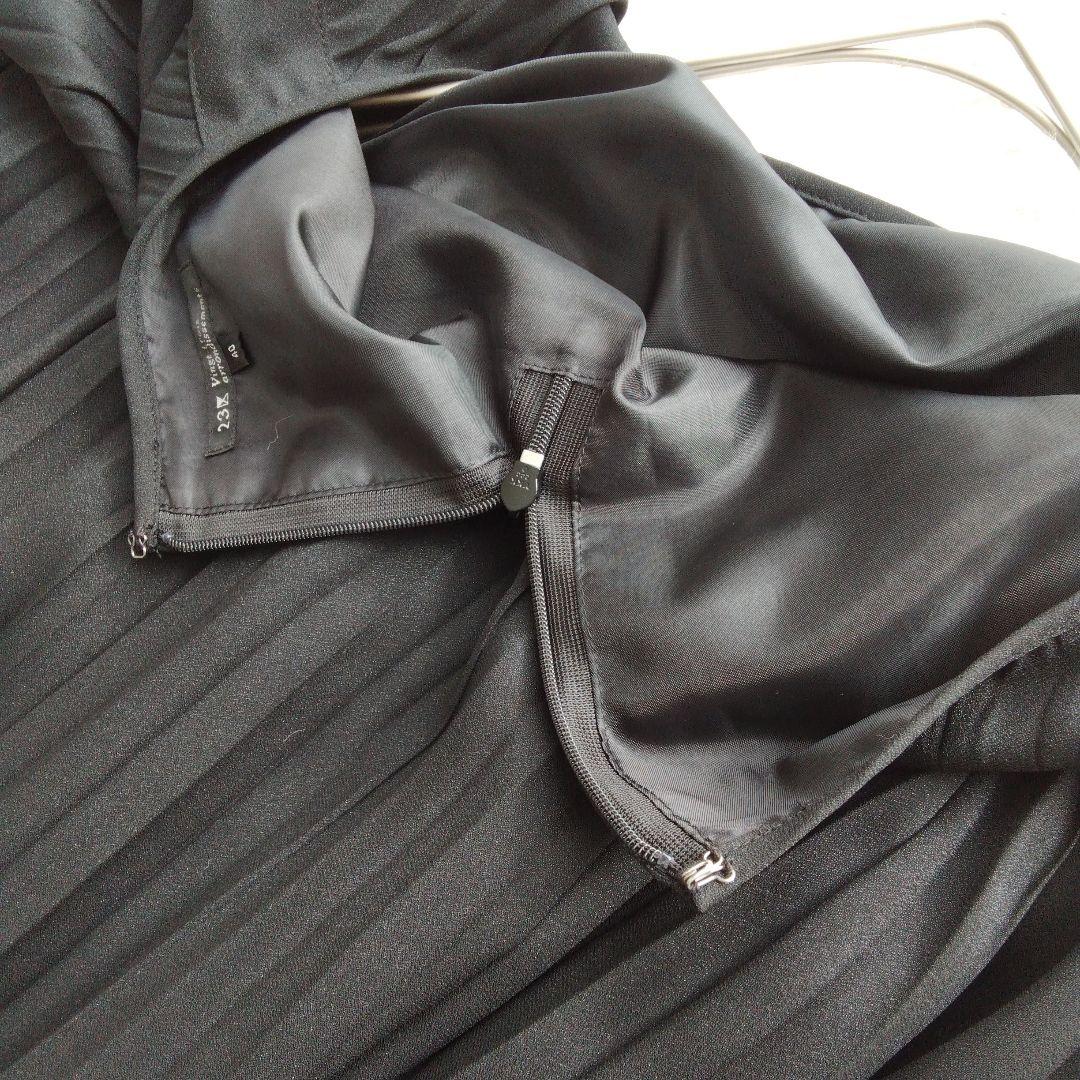 極美品 ❉ 23区 クリスタルアムンゼン プリーツワンピース ベルト 洗える 黒