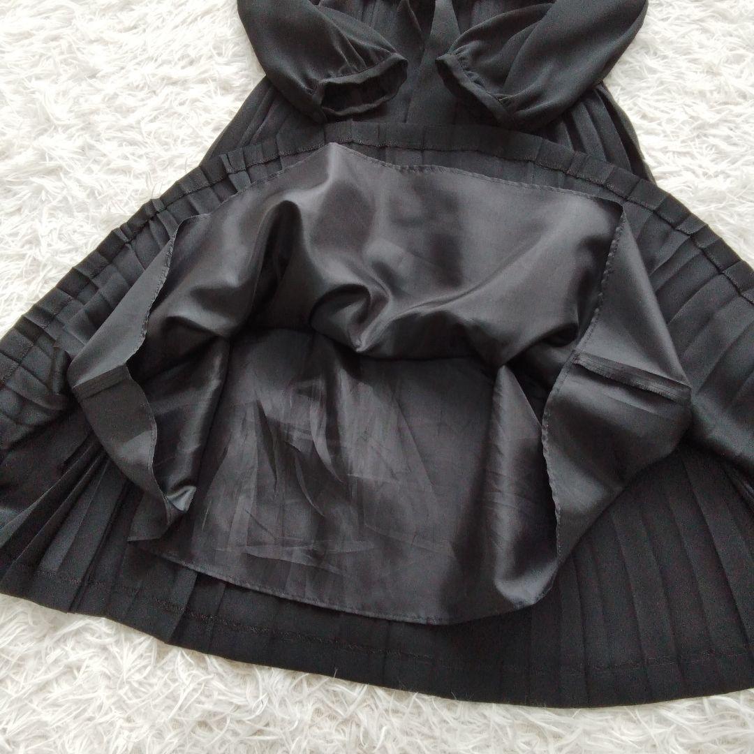 極美品 ❉ 23区 クリスタルアムンゼン プリーツワンピース ベルト 洗える 黒