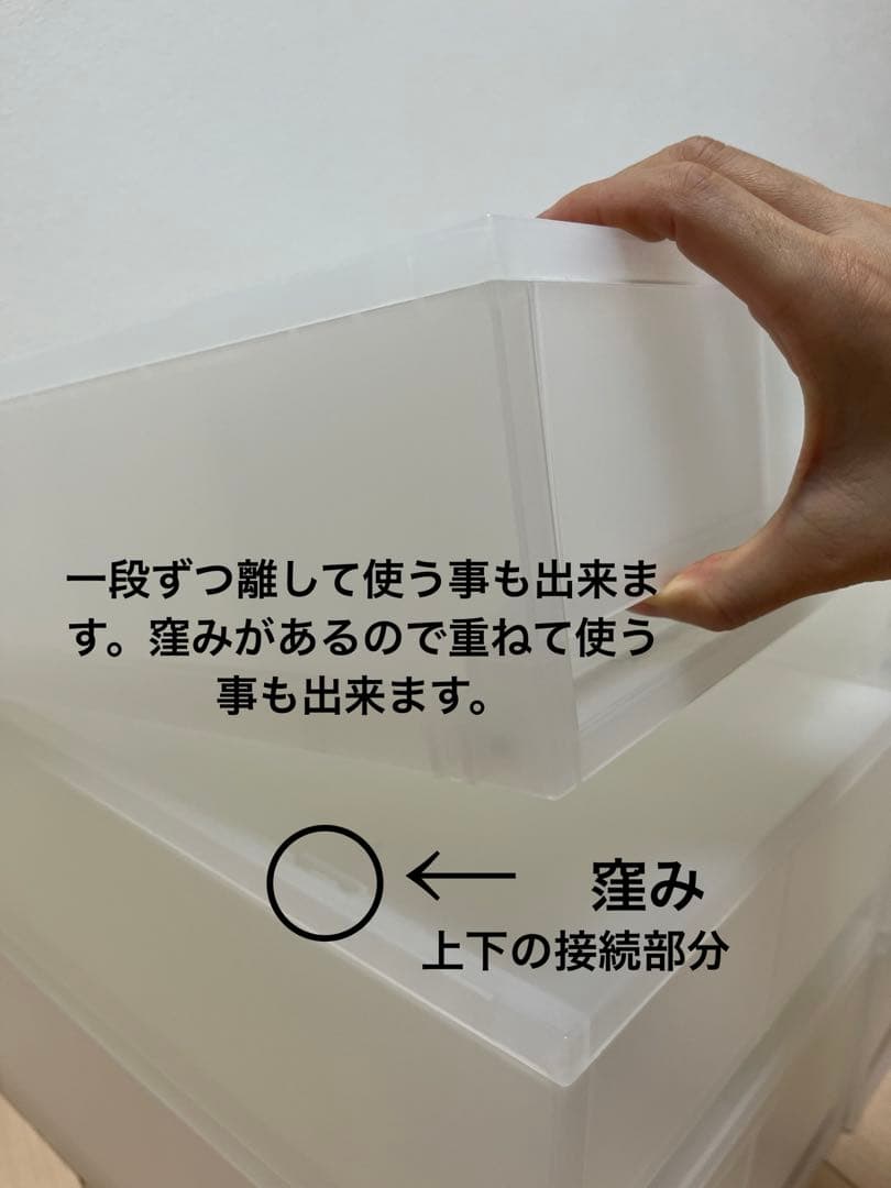 無印良品①ポリプロピレンケース・引出式・浅型、②引出式・横ワイド・深型収納ケース