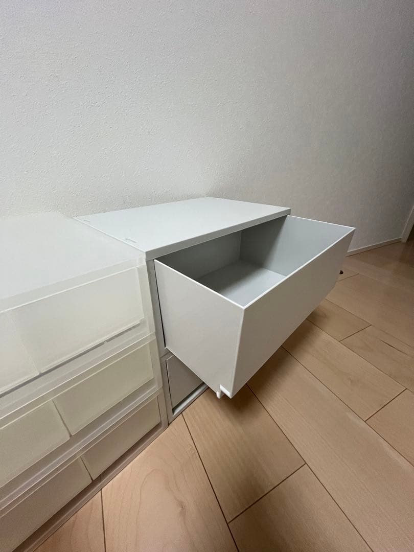 無印良品①ポリプロピレンケース・引出式・浅型、②引出式・横ワイド・深型収納ケース