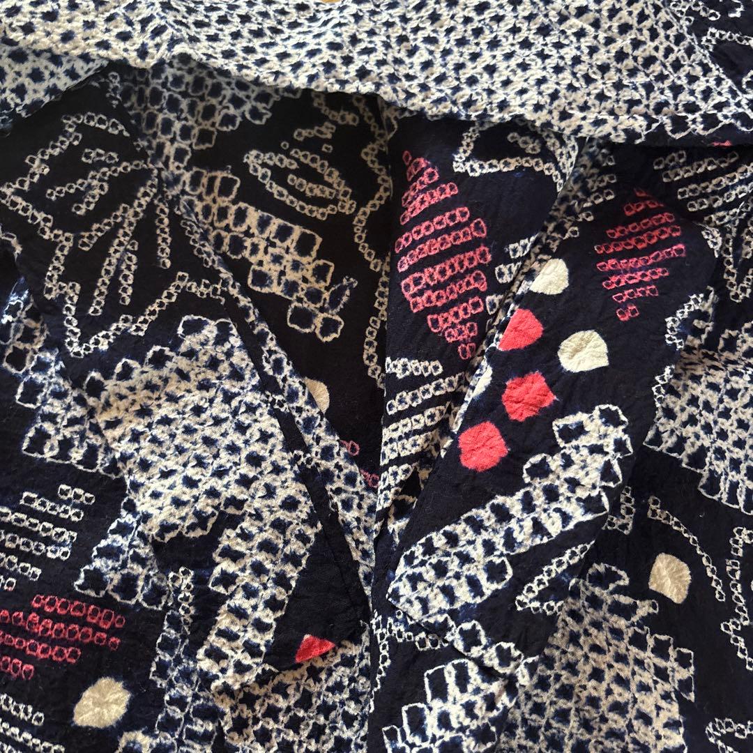 【SALE】有松鳴海絞り浴衣 手縫い 身丈161 葡萄 花紋 ヴィンテージ 浴衣