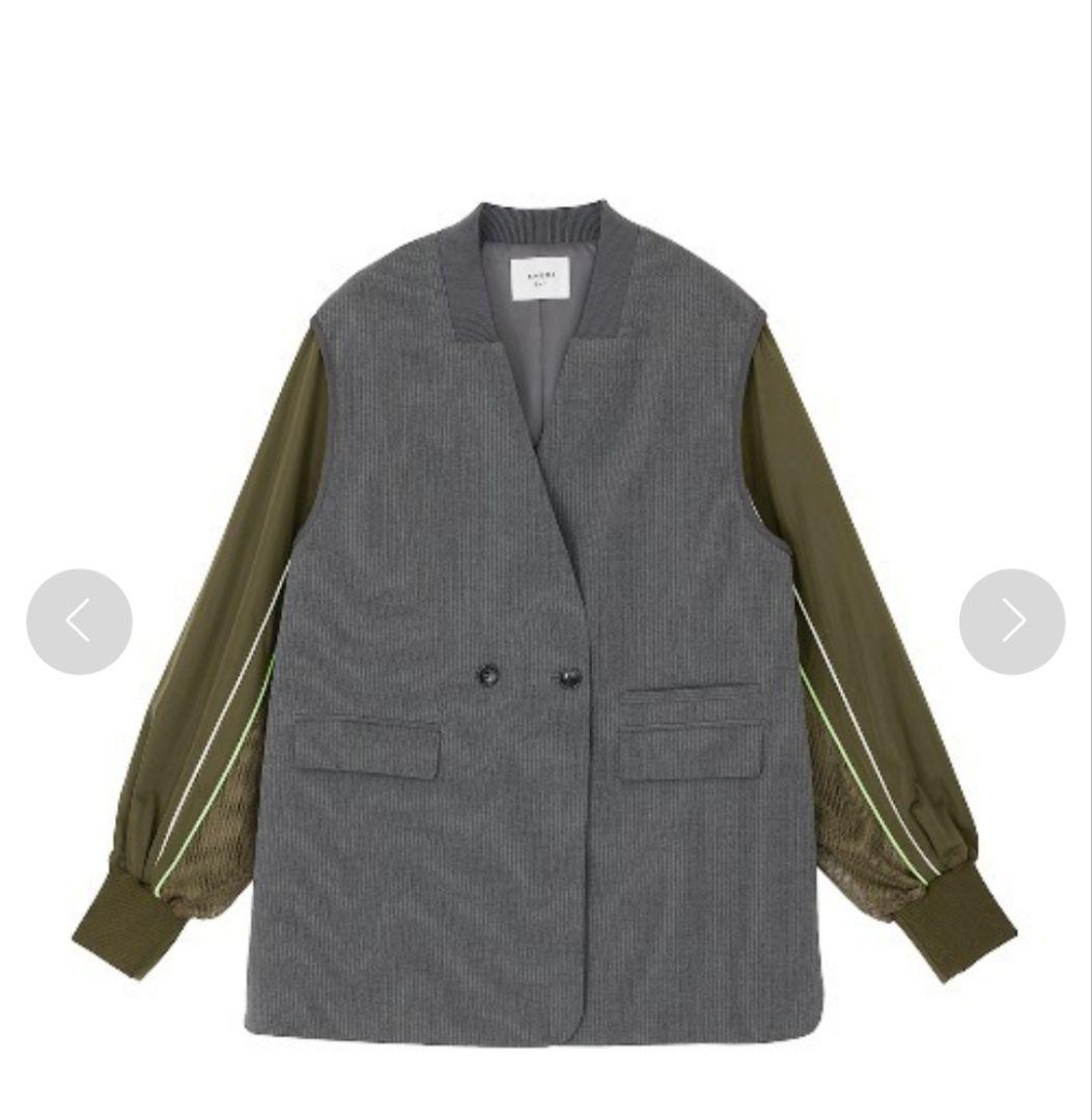 Ameri DOCKING SLEEVE BLOUSON グレー/オリーブ