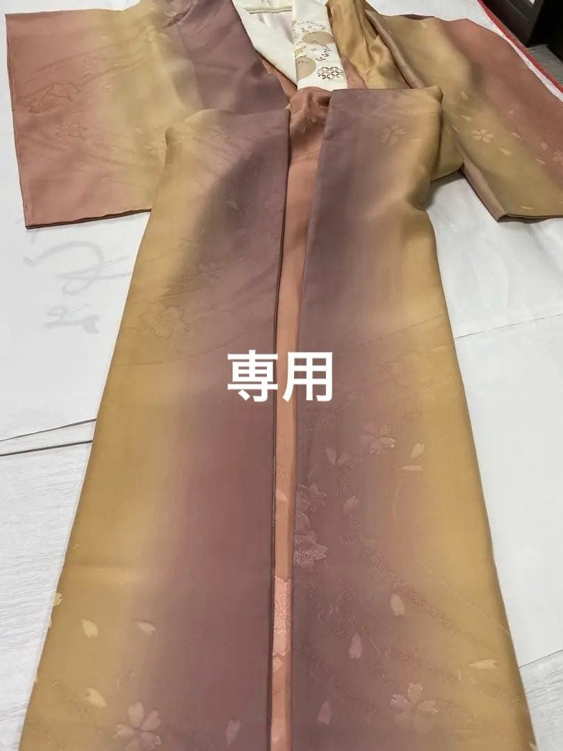 【美品】長襦袢　袷　正絹　桜模様　グラデーション