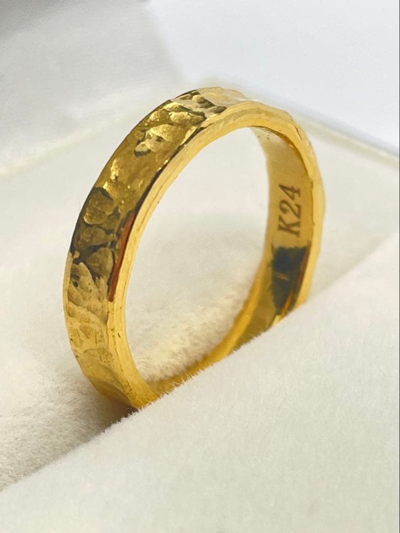 K24 純金 槌目リング 4.94g指輪 リング 刻印あり ハンドメイド