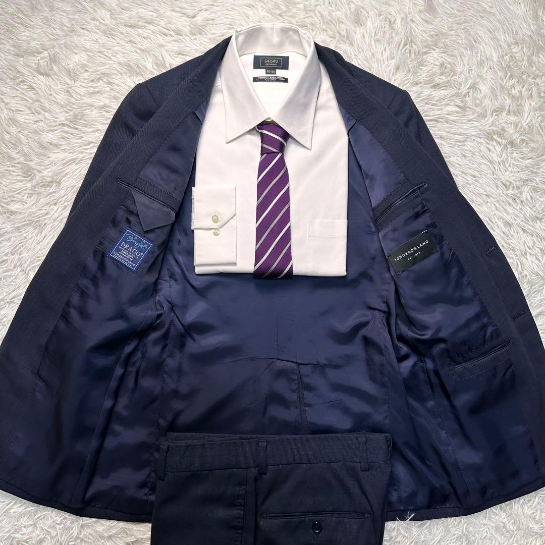 現行 極美品 トゥモローランド ドラゴ生地 セットアップ 総裏 ネイビー 44