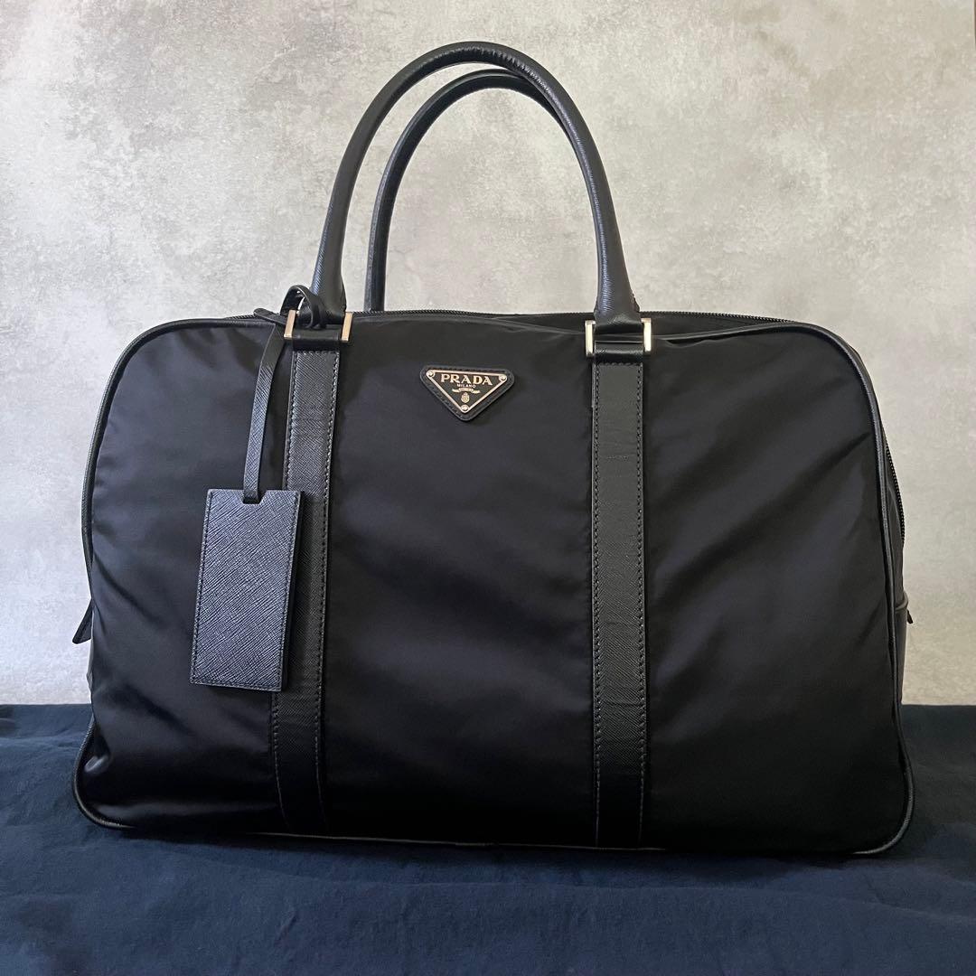 【極美品】PRADA トートバッグ　ボストンバッグ　ナイロン×サフィアーノ　黒