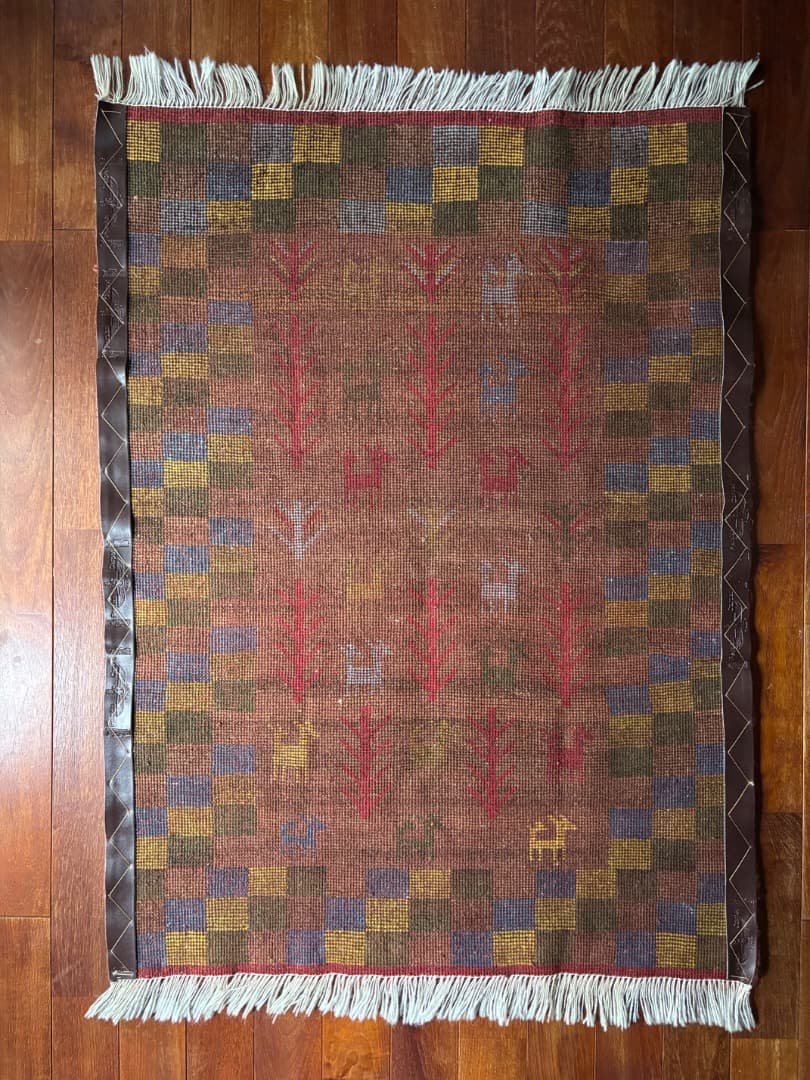 ペルシャ絨毯　ギャッベ② ヴィンテージ ハンドメイド　ウール　玄関サイズ　お買得