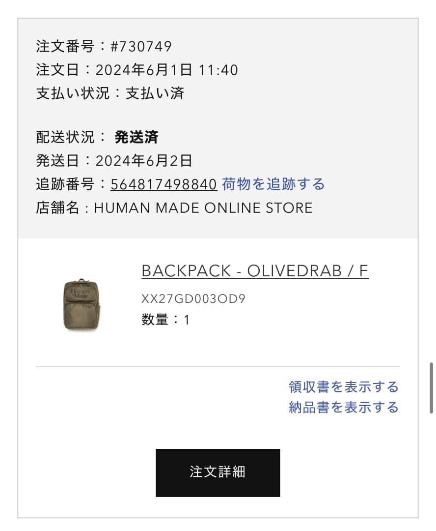 バッグ Human Made Backpack Olive