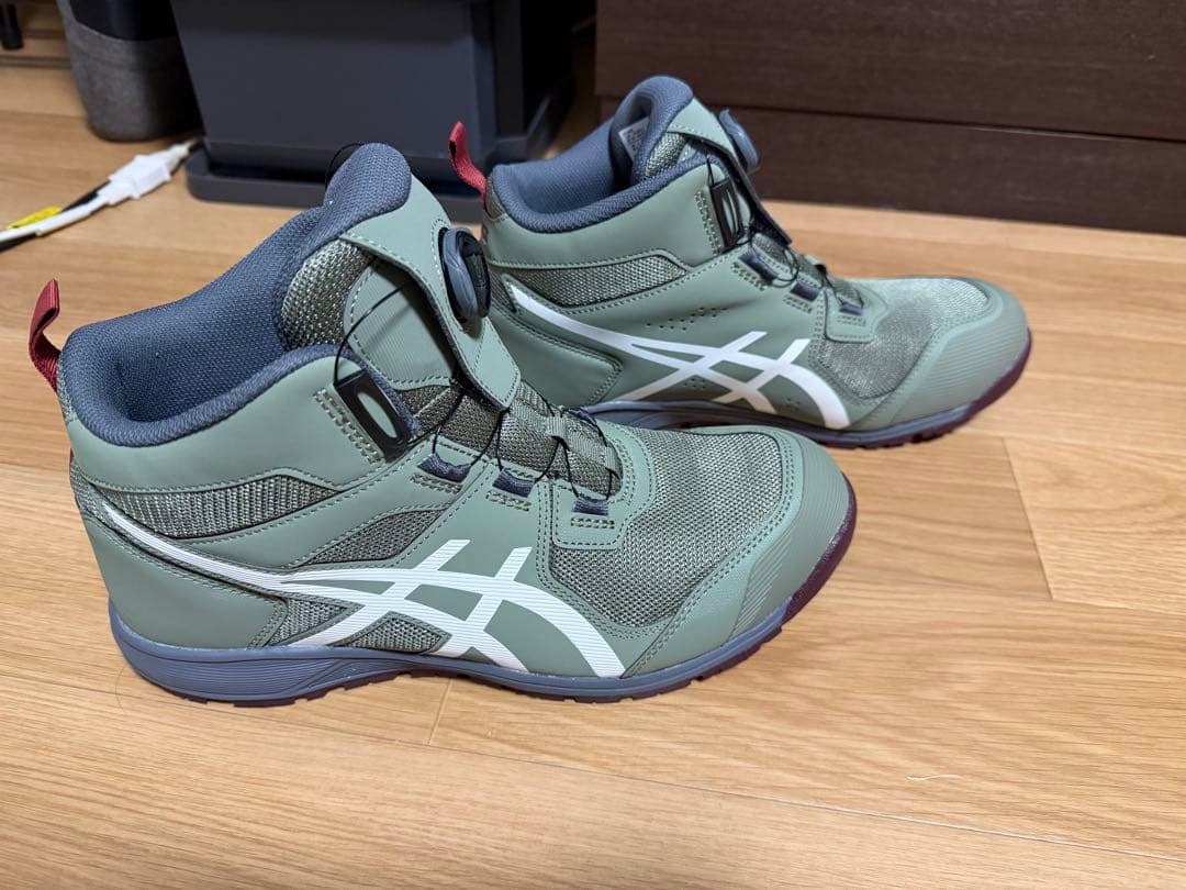 ASICS ボアシステム 安全靴 グリーン　cp214