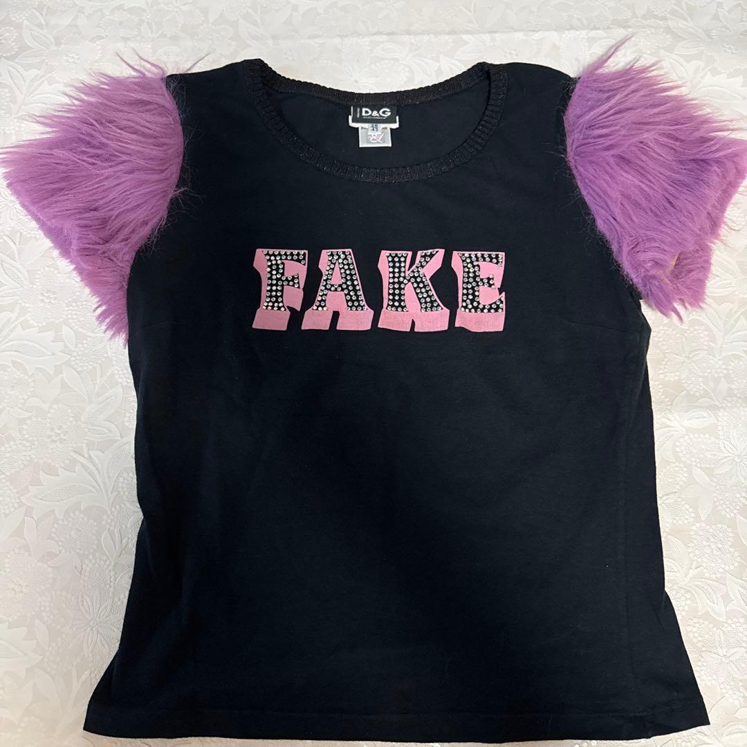 D&G FAKE プリント 半袖Tシャツ