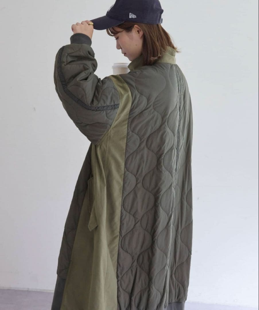 エシンタetsinta 切替マキシミリタリーコート カーキ