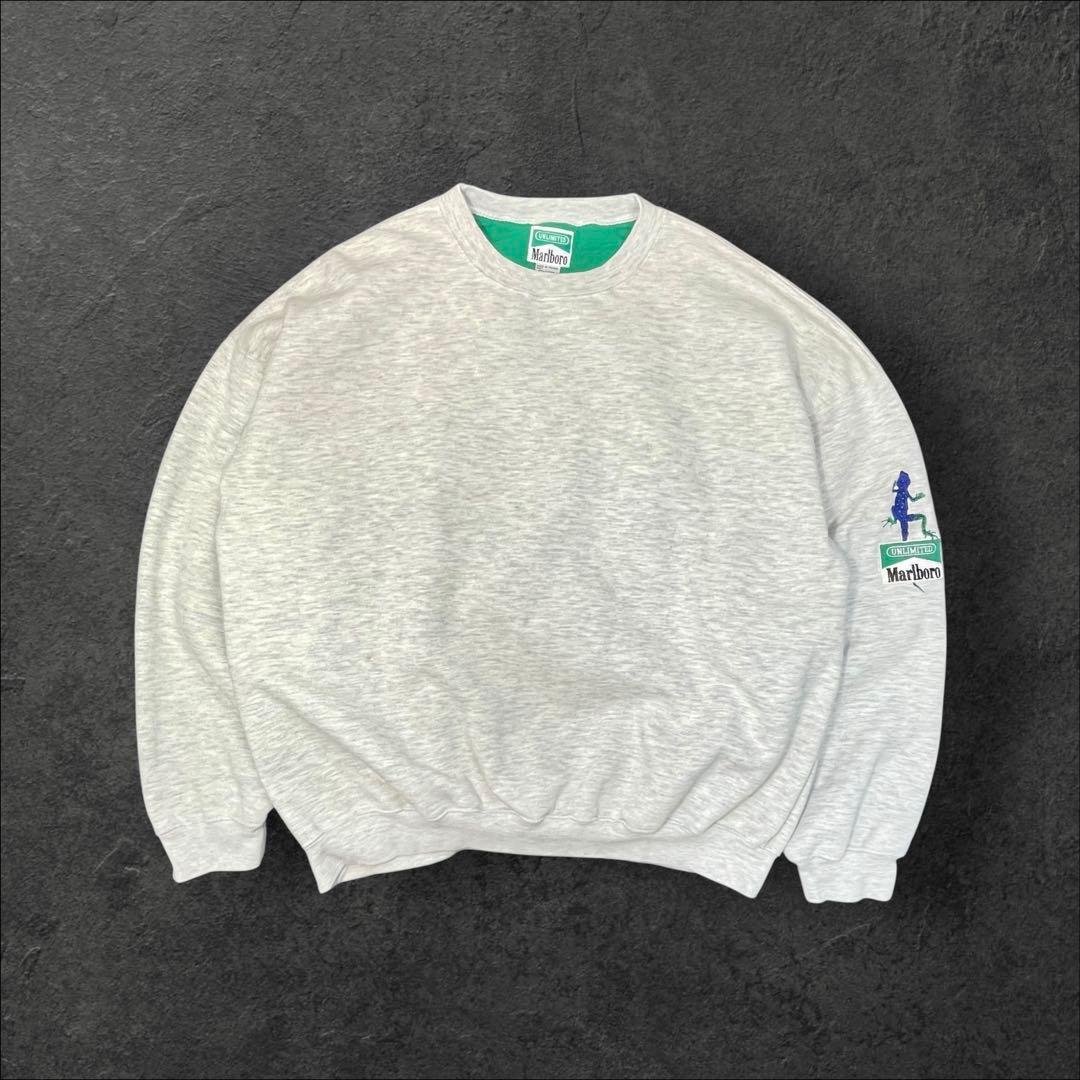 90s Marlboro UNLIMITED 刺繍リザードスウェット希少グリーン