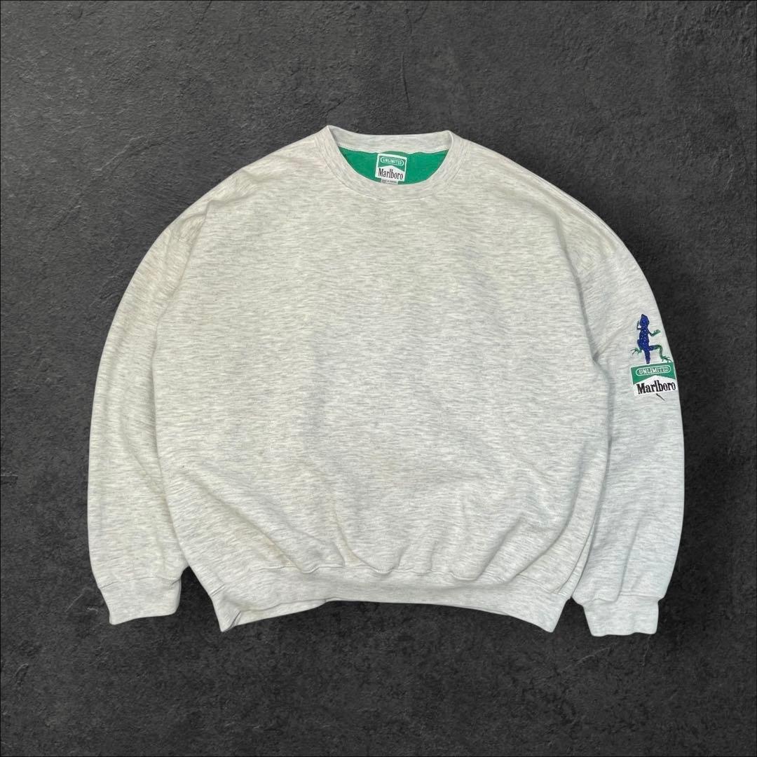 90s Marlboro UNLIMITED 刺繍リザードスウェット希少グリーン