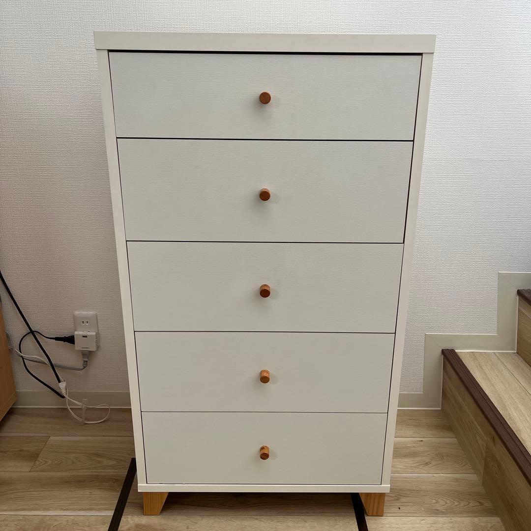 ホワイト 5段チェスト 幅600mm MOMO NATURAL
