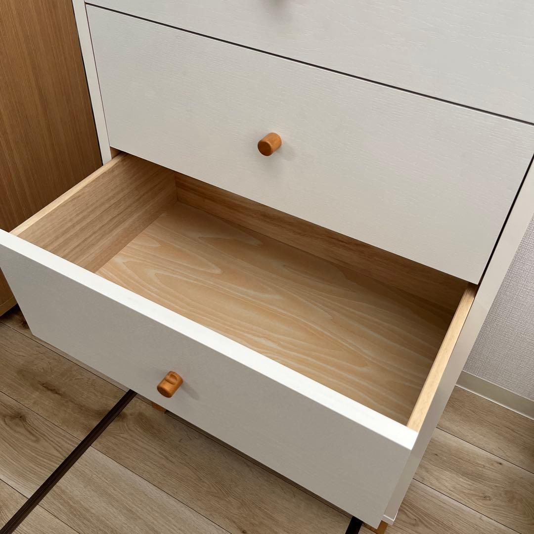 ホワイト 5段チェスト 幅600mm MOMO NATURAL