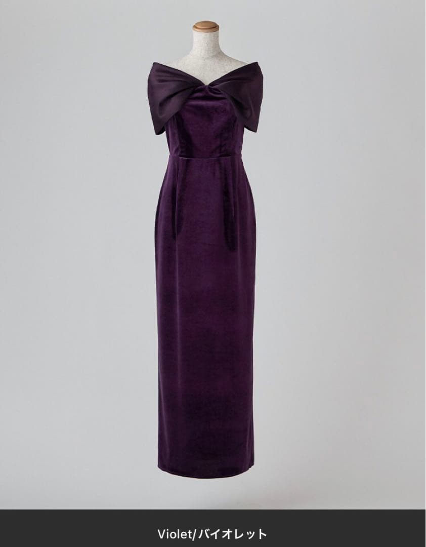 新作完売品　サテンリボンスリーブベロアドレス　etoll.